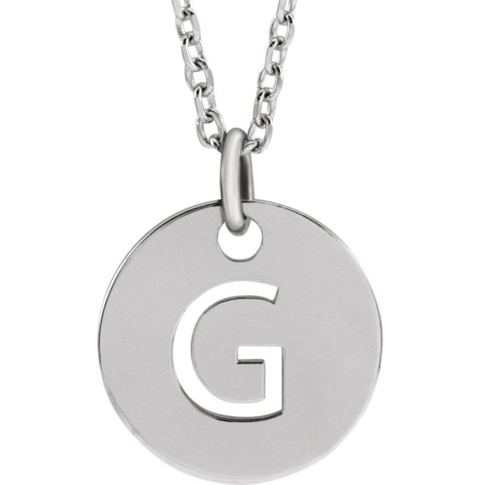 Sterling Silver Initial G, Small 10mm Pierced Disc Necklace, 16-18 In.